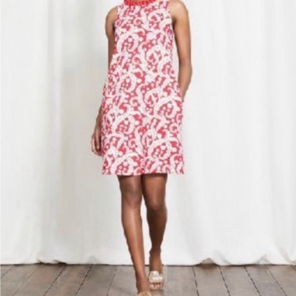 Boden Red and White Sleeveless Dress